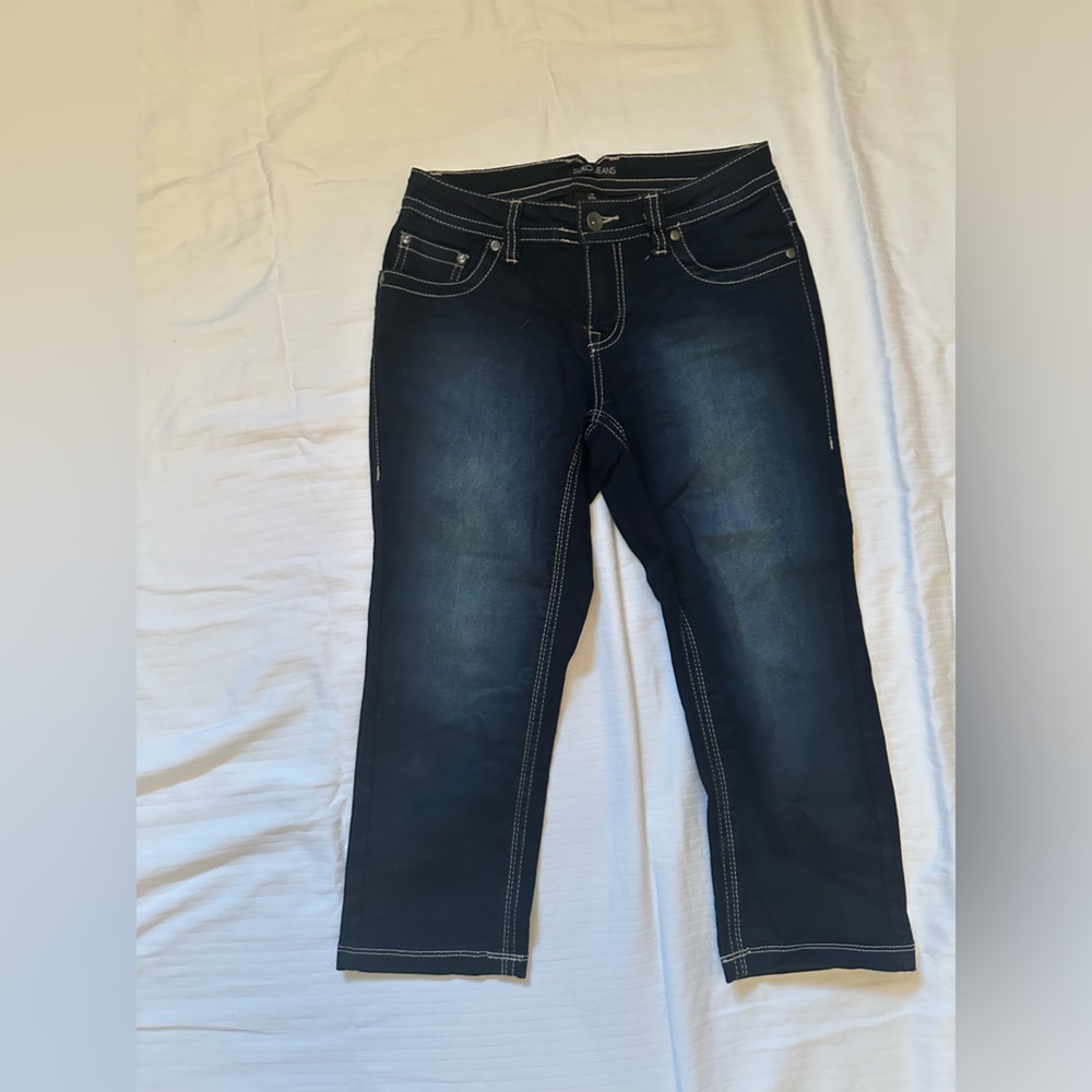 Women's Dark Blue Jeans Capris